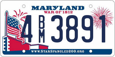 MD license plate 4BM3891