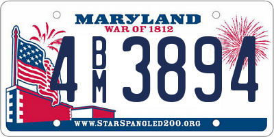 MD license plate 4BM3894