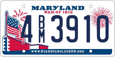 MD license plate 4BM3910