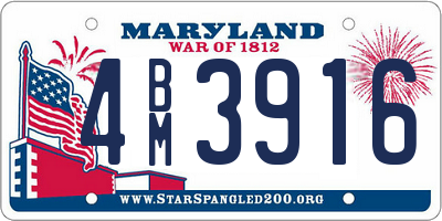 MD license plate 4BM3916