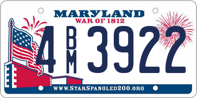 MD license plate 4BM3922