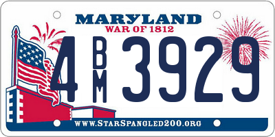 MD license plate 4BM3929