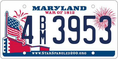 MD license plate 4BM3953