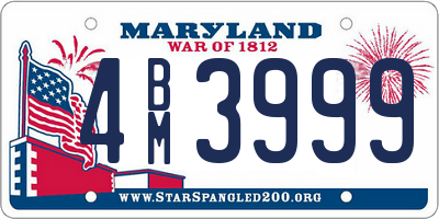 MD license plate 4BM3999