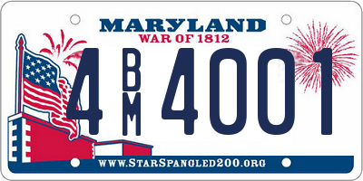 MD license plate 4BM4001