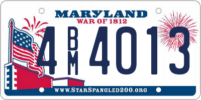 MD license plate 4BM4013