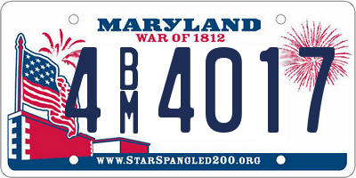 MD license plate 4BM4017