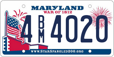 MD license plate 4BM4020