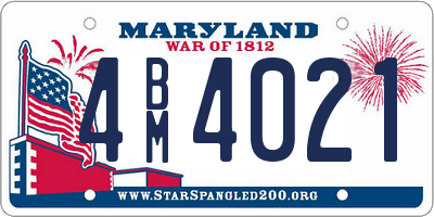 MD license plate 4BM4021
