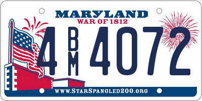 MD license plate 4BM4072