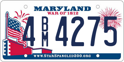 MD license plate 4BM4275