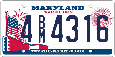 MD license plate 4BM4316