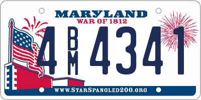 MD license plate 4BM4341