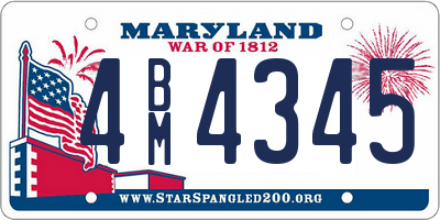 MD license plate 4BM4345