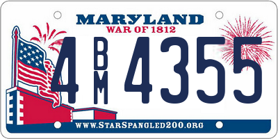 MD license plate 4BM4355