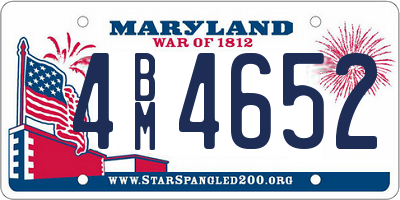 MD license plate 4BM4652