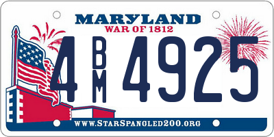 MD license plate 4BM4925