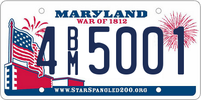 MD license plate 4BM5001