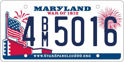 MD license plate 4BM5016