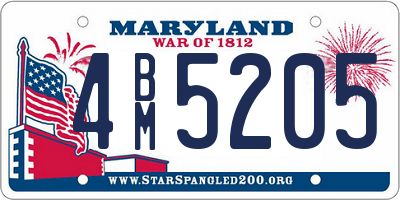 MD license plate 4BM5205