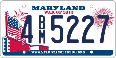 MD license plate 4BM5227