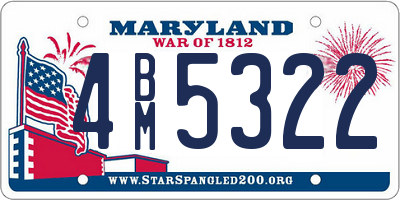 MD license plate 4BM5322
