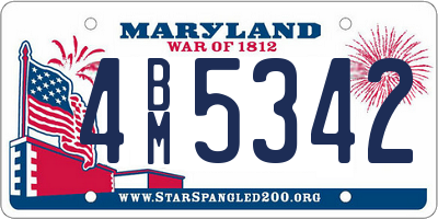 MD license plate 4BM5342