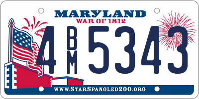 MD license plate 4BM5343