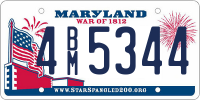 MD license plate 4BM5344