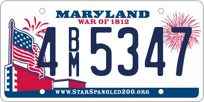 MD license plate 4BM5347