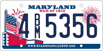 MD license plate 4BM5356