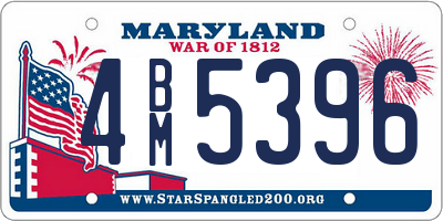 MD license plate 4BM5396