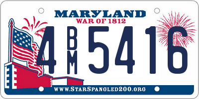 MD license plate 4BM5416