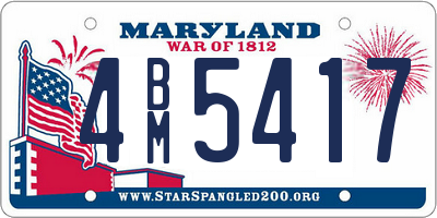 MD license plate 4BM5417