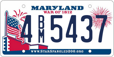 MD license plate 4BM5437