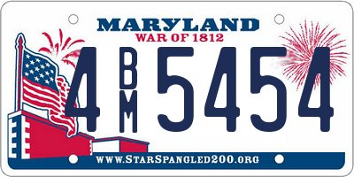 MD license plate 4BM5454