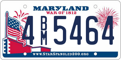 MD license plate 4BM5464