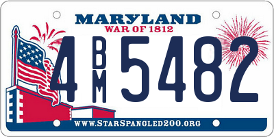 MD license plate 4BM5482