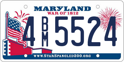 MD license plate 4BM5524