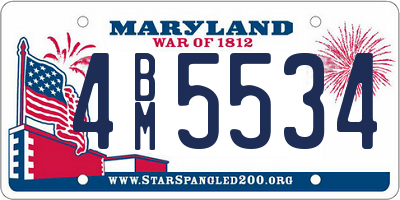 MD license plate 4BM5534