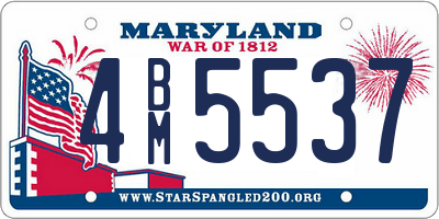 MD license plate 4BM5537