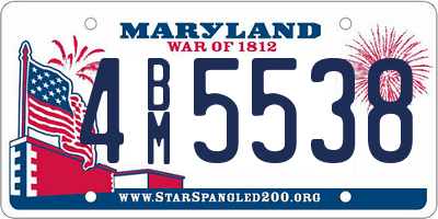 MD license plate 4BM5538