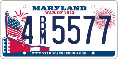 MD license plate 4BM5577