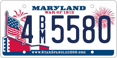 MD license plate 4BM5580