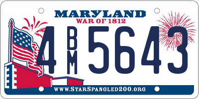 MD license plate 4BM5643