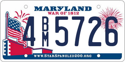 MD license plate 4BM5726