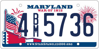 MD license plate 4BM5736