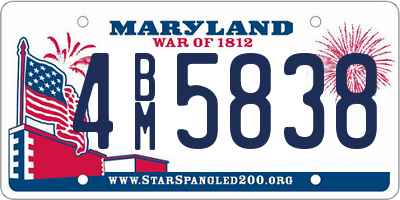 MD license plate 4BM5838