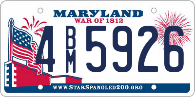 MD license plate 4BM5926
