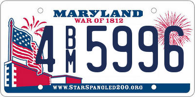MD license plate 4BM5996